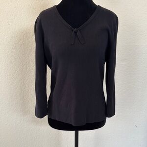 Ann Taylor Loft Black V-Neck Women's Top